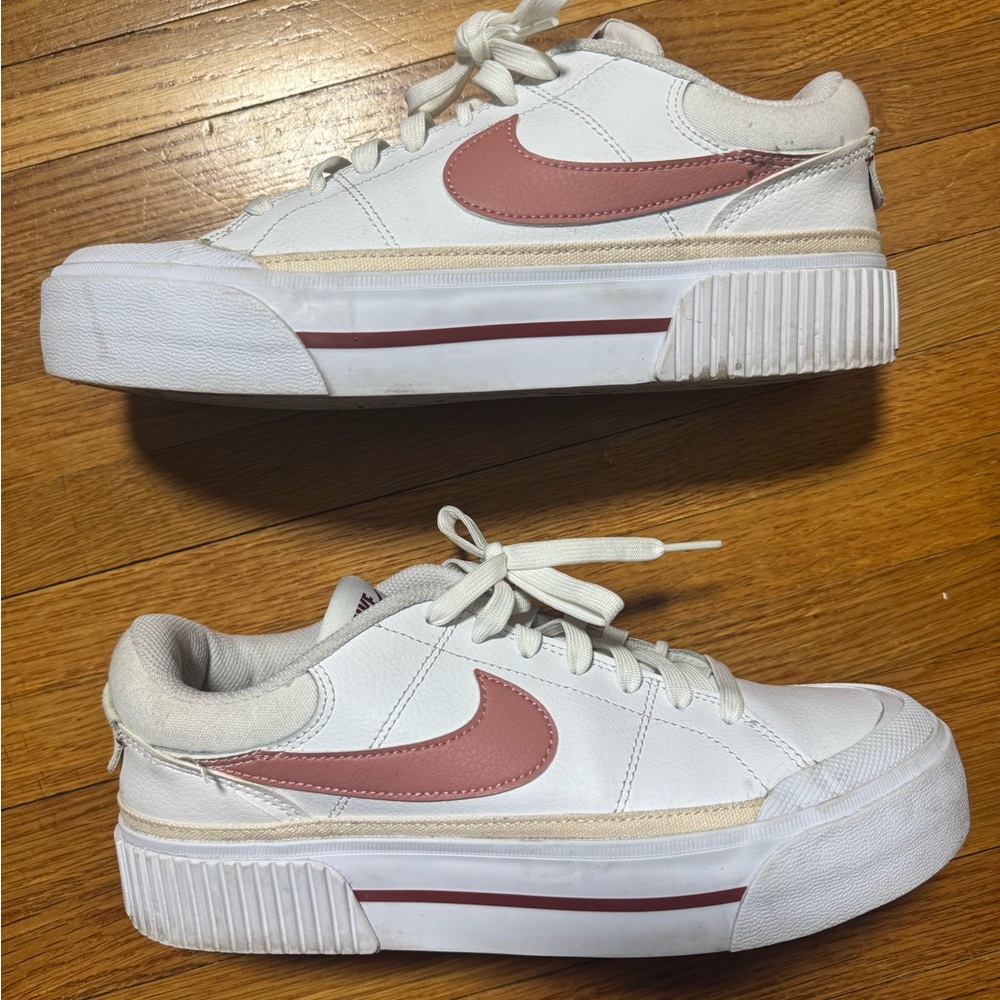 Nike White and Pink Low-Top Sneakers